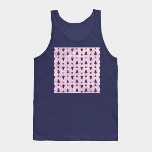 Pretty Plum Christmas Trees & Reindeer Pattern on Pink Peach Ombre Tank Top